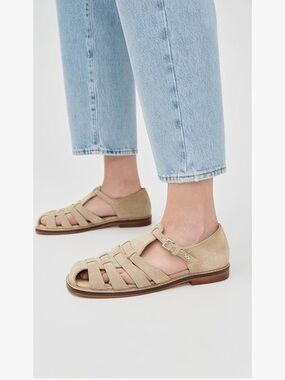 Free People Neutral Beige Suede Fisherman Flats